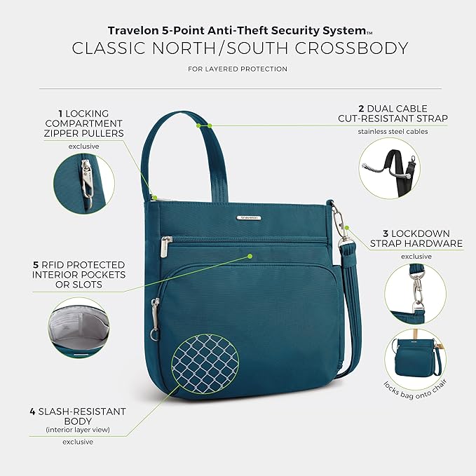 Travelon Anti-Theft Classic North/South Crossbody Bag