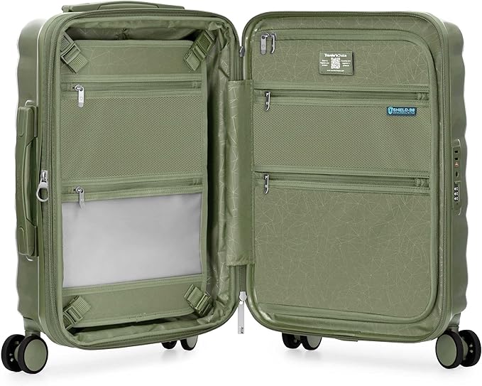 Traveler's Choice Edinburgh II Hardside Spinner Luggage, TSA Lock, Green, 21" Carry-on