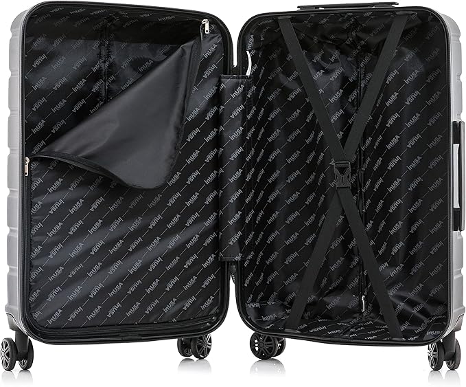 InUSA TREND Luggage with Spinner Wheels | Durable Lightweight Hardshell Suitcase, Travel bag with Handle and Trolley, 20-Inch Carry On Small Luggage | Black