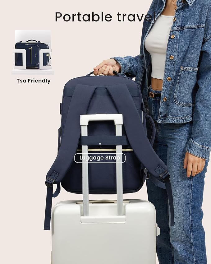 LOVEVOOK 40L Large Travel Backpack for Women, Carry on Backpack Airline Approved, Waterproof Travel Essentials fits 18" Laptop, TSA Personal Item Travels Bag Sports Backpack with 3 Packing Cubes
