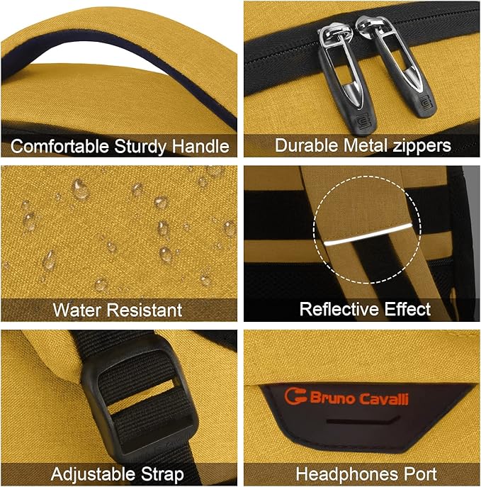 Volher Laptop Backpack,Business Travel Anti Theft Slim Durable Laptops Backpack,Water Resistant College Computer Bag for Women & Men Fits 15.6 Inch Laptop and Notebook-Yellow