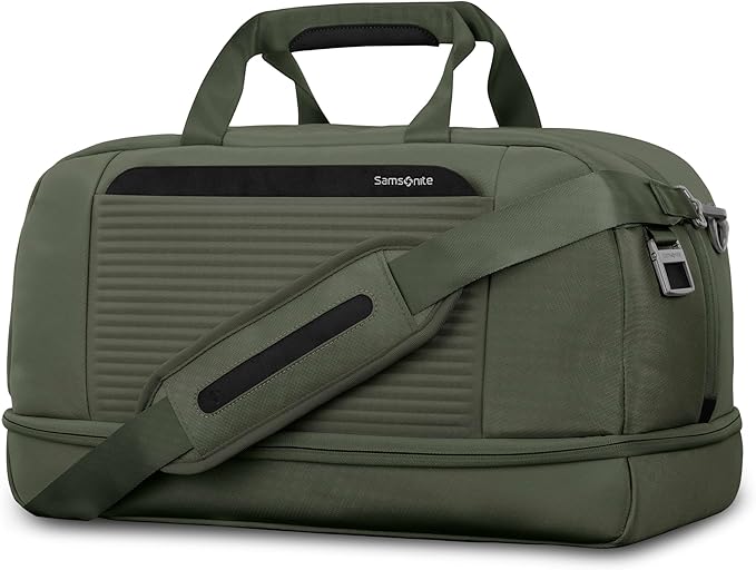 Samsonite Paralux Weekender Duffel Bag, Travel Carry-On Bag with Wide Opening, Drop-Bottom Shoe & Laundry Compartment, AirTag Holder, StackIt Strap - Business & Leisure Travel Bag