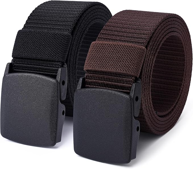 Mile High Life Nylon Web Belt Outdoor Military Belt With TSA Safe Plastic Buckle Belt