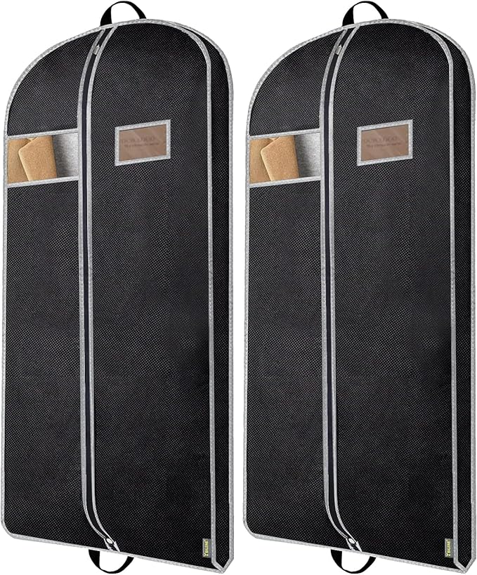 BALEINE 1PK Heavy Duty Garment Bag with Shoe Storage Travel Bag for Dresses, Suit, Coats Travel Essential (43", Black) (Pack of 2)