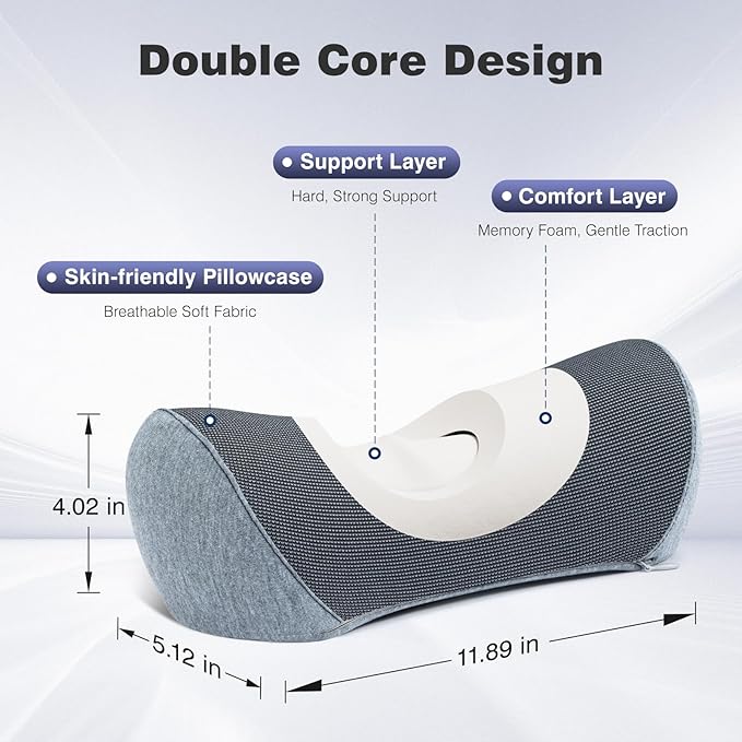 Neck Cervical Pillow Cervical Traction Device Lumbar Support Memory Foam Roll Pillow Muscle Relief Shoulder Pain Relaxer Dark Grey