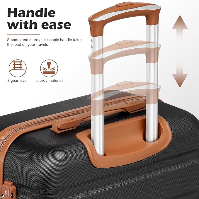 Coolife Luggage 3 Piece Set, Lightweight Durable Hardshell Suitcase set with 360° Spinner Wheels, TSA-approved Lock, Checked Family Travel Luggage sets, 16/20/24/28 Inch, Navy