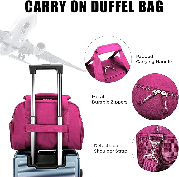 SeaRock 14 inch Small Gym Bag for Men & Women, Mini Duffle Bag with Shoe Compartment, Carry On Duffel Bag for Travel Sports, Rose Pink