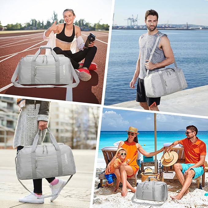 Foldable Travel Duffel Bag, Lightweight & Easy to Carry Water-Repellent Duffle Bag - 2-Way Zipper & Interior Pouch, Ideal for Weekend Trips, Daily Use,Camping，Sports