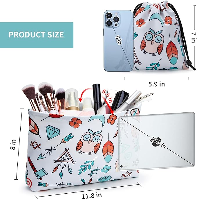 WLLWOO WLLWOO 2pcs Travel Make Up Bags-Cosmetic Bag Nylon Waterproof Large Wide Zipper Coin Purse Travel Toiletry Small Makeup Pouch For Women