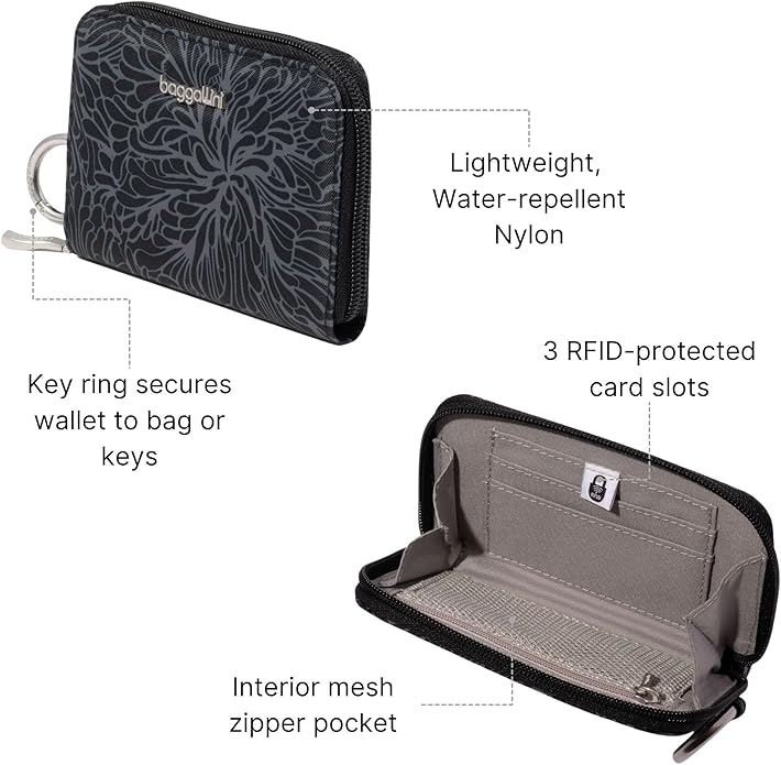 Baggallini Deluxe Card Case - Lightweight 5.5"x3.3" RFID Protected Womens Wallet Card Holder
