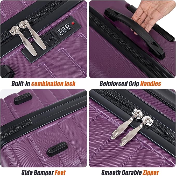 Luggage Sets 5 Piece Suitcases with Wheels, Suitcase Set ABS Hard Case Luggage with Spinner Wheels Durable Travel Luggage