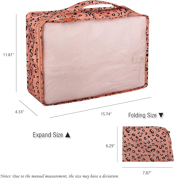 Packing Cubes Set, 2 Pcs Packing Organizers Set for Suitcases (Pink leopard)