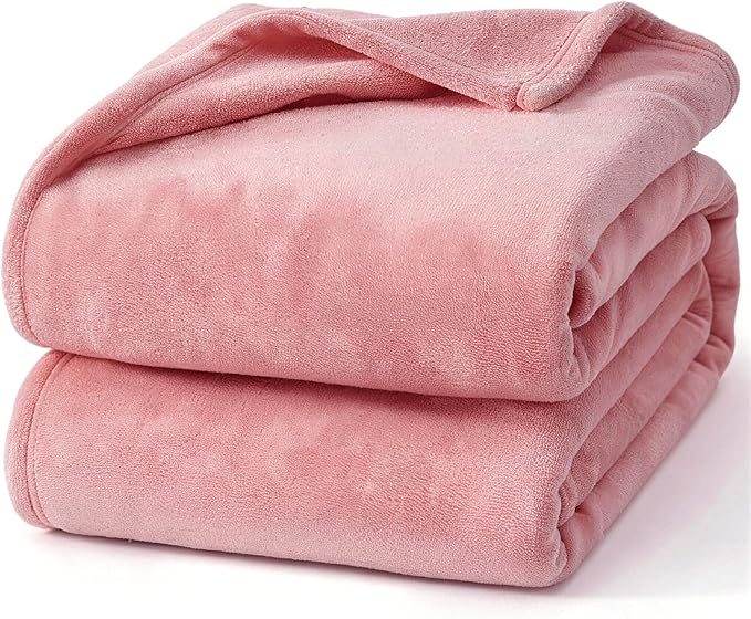 Hansleep Fleece Dusty Rose Throw Blanket, Flannel Fuzzy Plush Cozy Blanket for All Seasons, Dusty Rose, Throw 50x60 Inches