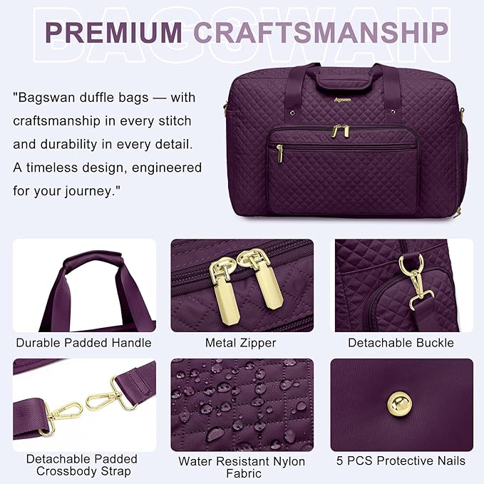 Large Weekender Travel Duffle Bag - With Shoe Compartment Weekender Bags for Womens Carry on Overnight Bag with Toiletry Bag Gym Duffel Bags with Wet Pocket Hospital Bags for Women Labor and Delivery