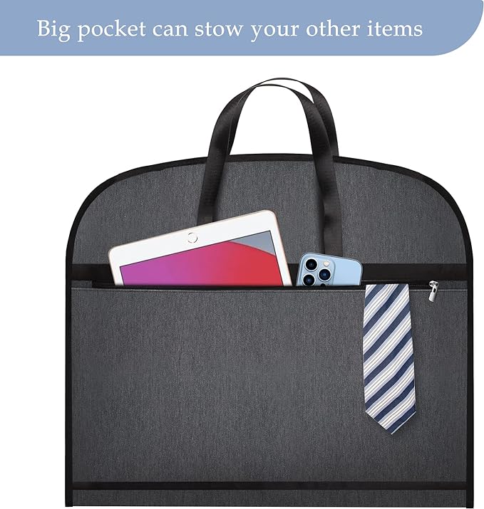 Limoomil Heavy Duty Waterproof Garment Bag for Travel, Tear Resistance Suit Bag for Men Travel for Suits, Tuxedos, Coats, Uniform. 42 inch, Darkgrey, 2 Pack.…