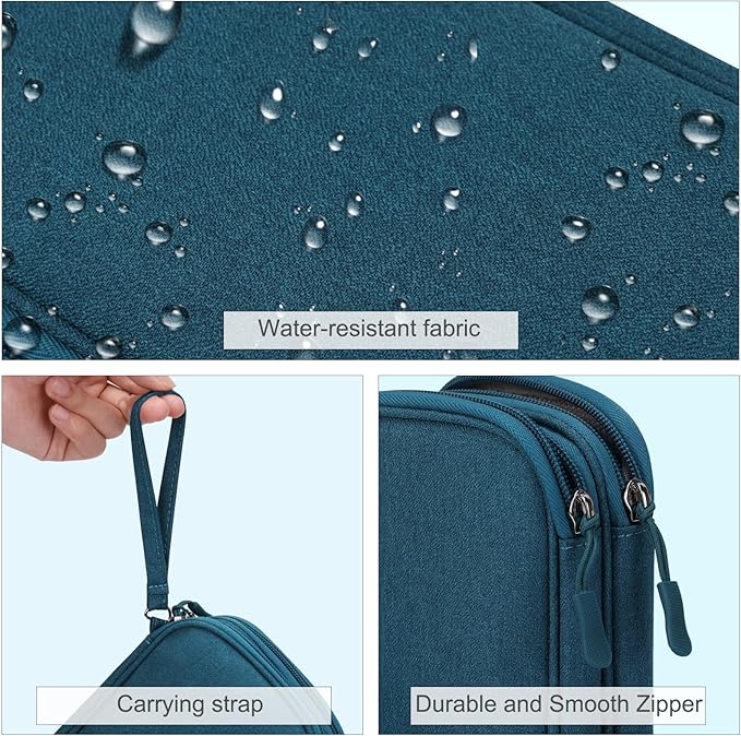 FYY Electronic Organizer, Travel Cable Organizer Bag Pouch Electronic Accessories Carry Case Portable Waterproof Double Layers Storage Bag for Cable, Cord, Charger, Phone, Earphone, Medium, Dark Green
