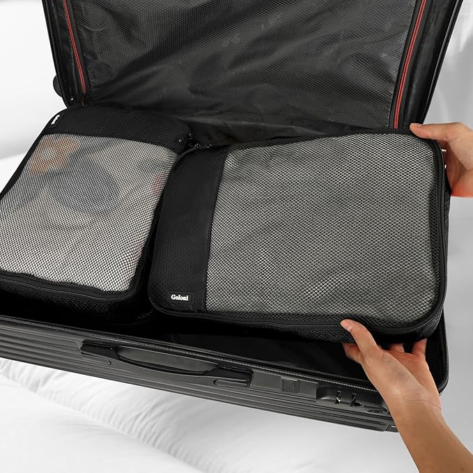 Packing Cubes for Travel Essentials,4 Set Packing Cubes for Suitcases,Lightweight Mesh Luggage Organizer Bag,Black