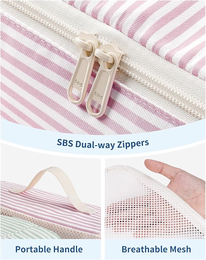 Narwey 7 Set Striped Packing Cubes for Travel Carry on Suitcase Luggage Organizer Bags for Kids Women Men, Durable Packing Organizers Bag, Travel Essentials Accessories (Stripe Combined)