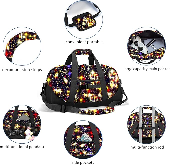 Stumdo Kids Overnighter Duffel Bags for kids, Carry-On Size & Ideal for School Practice or Overnight Travel Weekender Tote for Travel Gym Sport bag for Boys & Girls (11-ddeng)