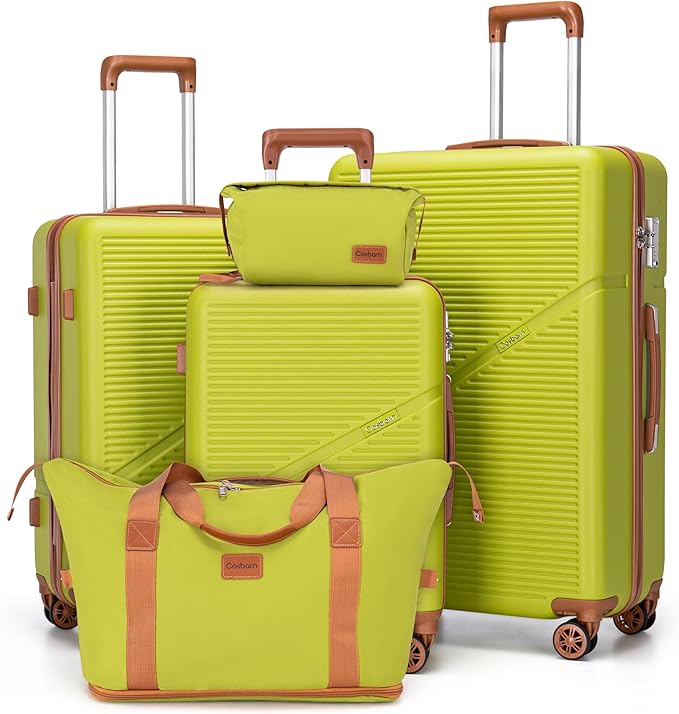 5 Piece Luggage Sets with Spinner Wheels, Hardshell ABS Suitcase Set with Tsa Lock, Lightweight Hardside Waterproof Travel Suitcases for Men Women, OliveDrab (20"/24"/28")