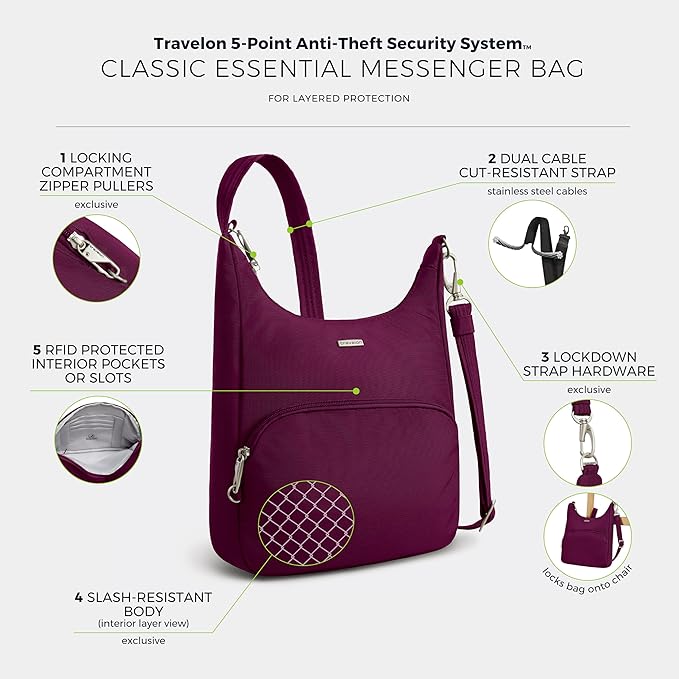 Travelon Anti-Theft Classic Essential Messenger Bag