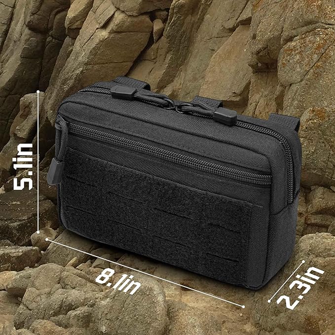 2 Pack 1000D Laser Cut Molle Pouches - Tactical Compact Water-Resistant Utility Admin Pouch for Vest Backpack Duty Belt Tactical Vests