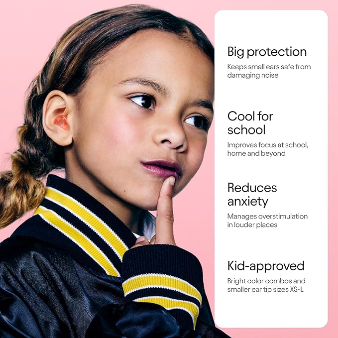 Loop Engage Kids 2 Ear Plugs (6-12yrs) – Reusable Everyday Noise Relief for Kids | Kids Earplugs for Focus, Anxiety, Stress, School, Home, Playtime – 16 dB Noise Reduction Ear Plugs