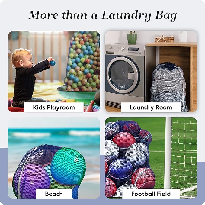 Handy Laundry Mesh Laundry Bags 2 Pack, XL 24 x 36 in, Heavy Duty Nylon, Machine Washable with Drawstring Closure, Large Bag for Delicates, Travel, College Dorm, Camping, Storage, Blue