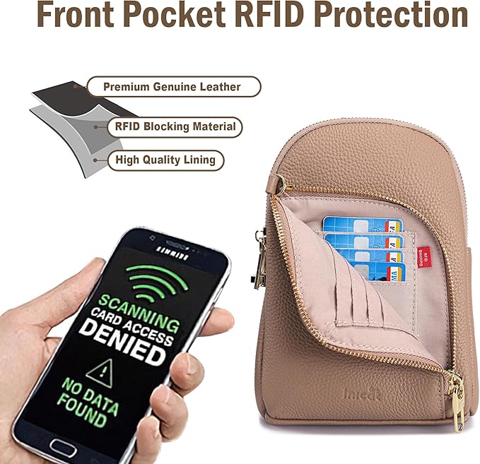 INICAT RFID Blocking Sling Bag, Anti Theft Crossbody Bag for Women, Travel Fanny Pack Style Purse, Vegan Leather