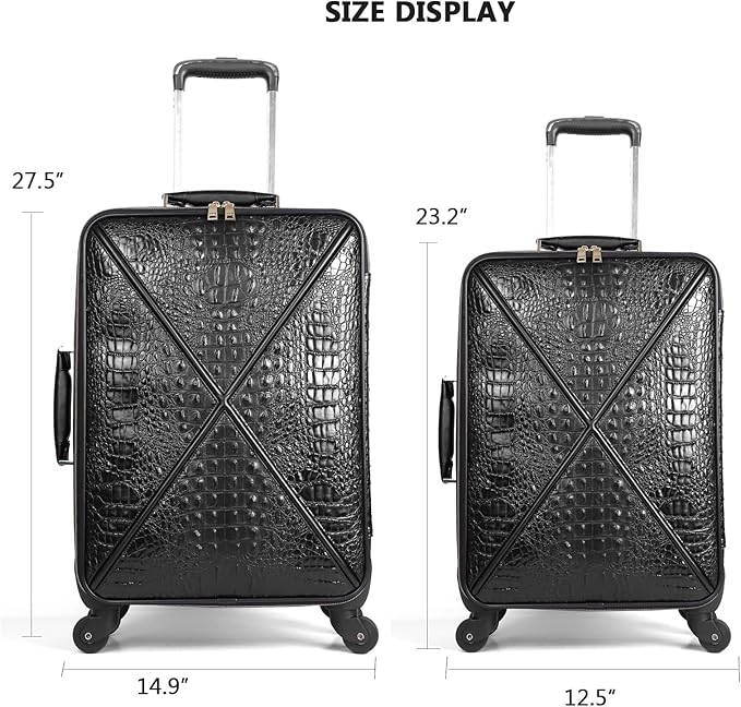 feilario Croco trolly luggage with spinner wheel softside suitcase lightweight checked bag