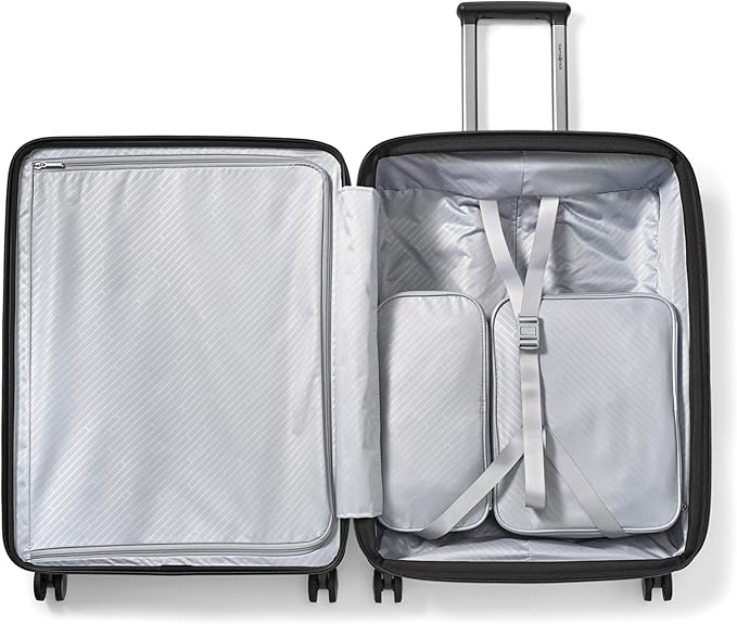 Samsonite Paralux Medium Checked Luggage - Innovative Design - Quick Access Front Pocket - Dual Suspension Wheel Technology - TSA Lock - Expandable - Includes Removable Packing Cubes - Black