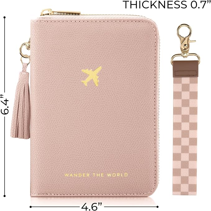 Beautiful Passport Holder for Travel with Wristlet Strap - All-in-One Wallet for Women with Card Slots and Tassel Keychain - Perfect Case to Keep Your Travel Documents Organized & Safe