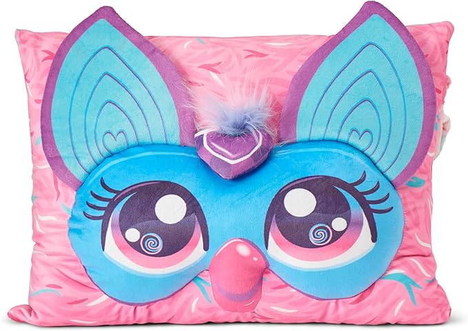 Northwest Furby Wavy Pink Furby Silk Touch Throw Blanket 50 x 60 Inches with Plush Pocket Pillow 14 x 20 Inches - Comfy & Cozy Blanket & Pillow Set for Boys and Girls