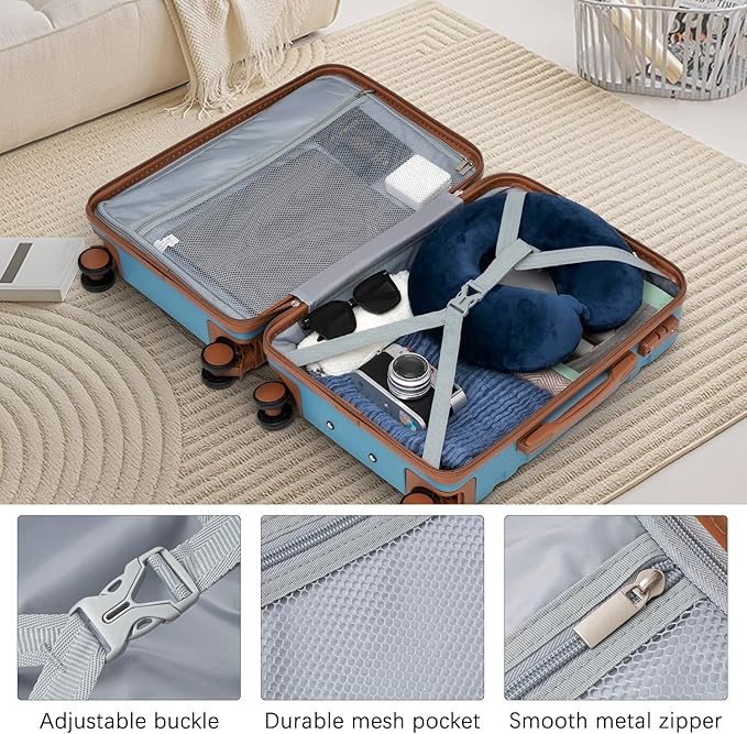 LONG VACATION Luggage Set 6 Piece Suitcase with Spinner Wheels, ABS+PC Hardshell Luggage with TSA Lock & YKK Zipper