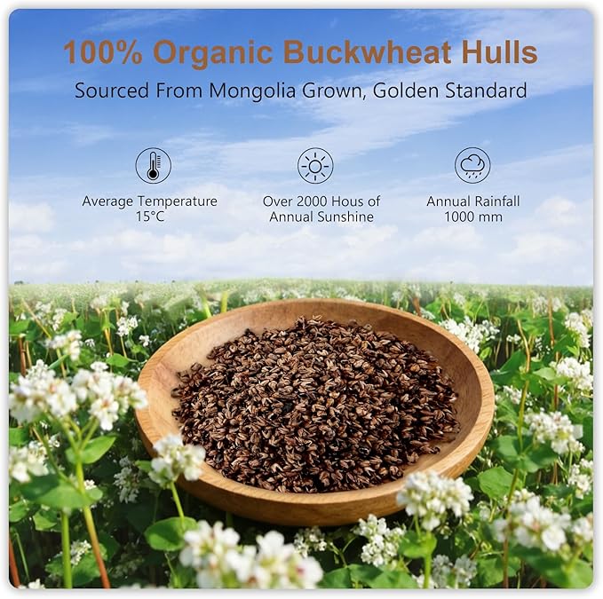 Organic Buckwheat Pillow for Sleeping with Dual-Layer Pillowcase and Extra Tartary Buckwheat Hulls, Adjust Height and Firmness, Neck Support Pillow for Back and Side Sleepers 20"x26"