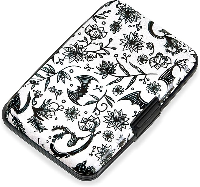 Mayski Credit Card Holder, RFID Blocking, Aluminum Alloy Hard Case, Small Mini Business Metal Wallet for Women Men, Bat