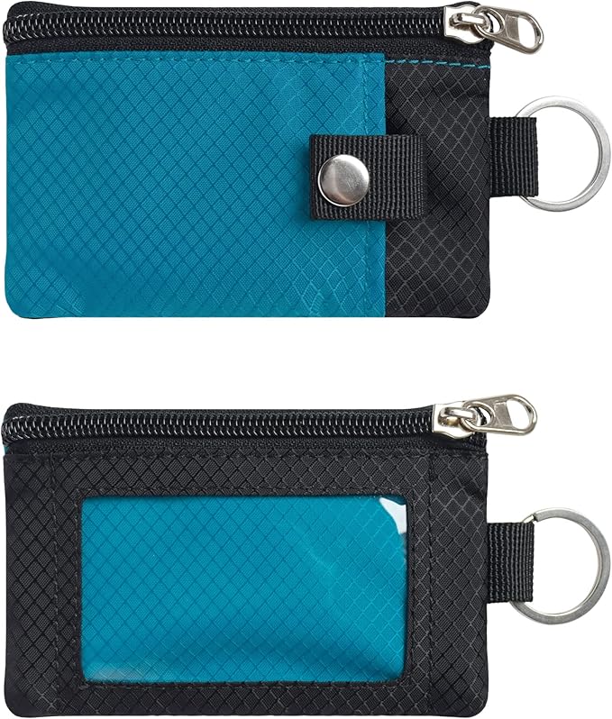 CHENSPRX Minimalist RFID Blocking Small Wallet with ID Window,WaterResistant Zip Id Case Wallet with Lanyard Keychain for Cards,Cash,Travel,Women,Men