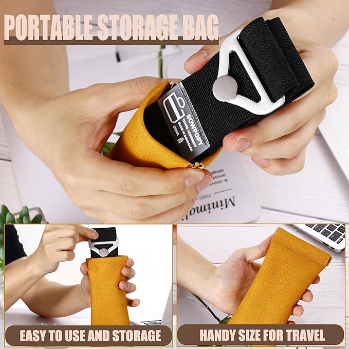 SOWPOPY Travel Belt for Luggage, Add a Bag Luggage Straps Suitcase Travel Belt Over Handle for Carry On Bag, Adjustable 2-in-1 Elastic Luggage Belt Bag Bungee Travel Essential Accessories
