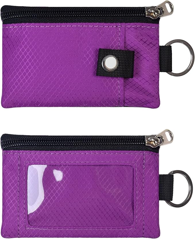 CHENSPRX Minimalist RFID Blocking Small Wallet with ID Window,WaterResistant Zip Id Case Wallet with Lanyard Keychain for Cards,Cash,Travel,Women,Men