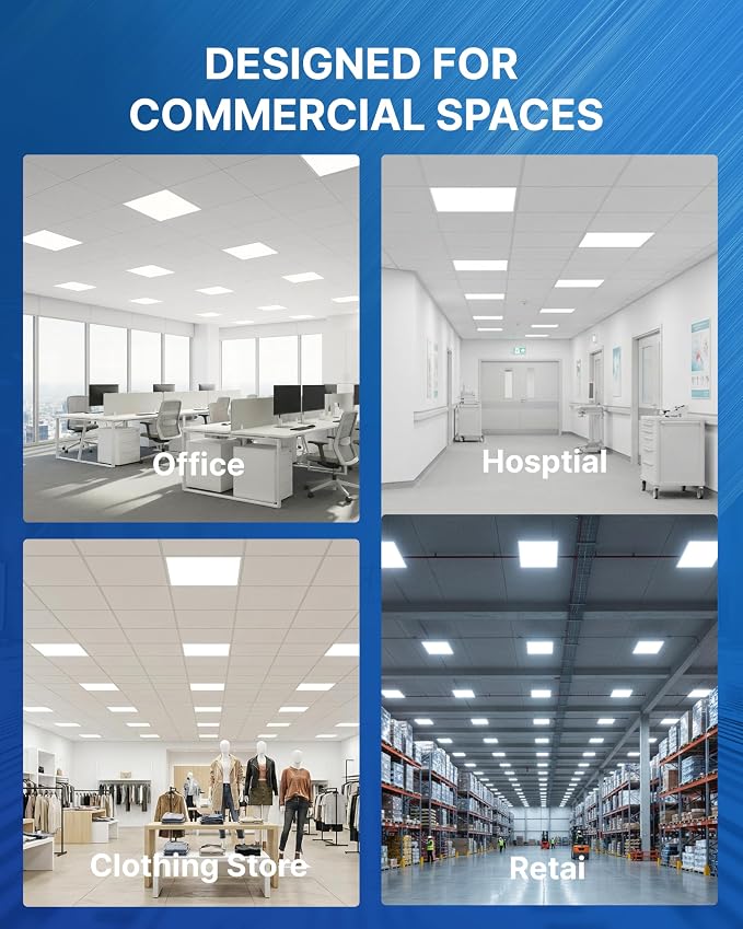 12 Pack 2x2 LED Flat Panel Light, Backlit T-Grid Drop Ceiling Light, 20/30/35W Selectable, 2200/3300/3850LM, 3500K/4000K/5000K 3CCT, 0-10V Dimmable, 120-277V, ETL DLC Listed, Damp Rated