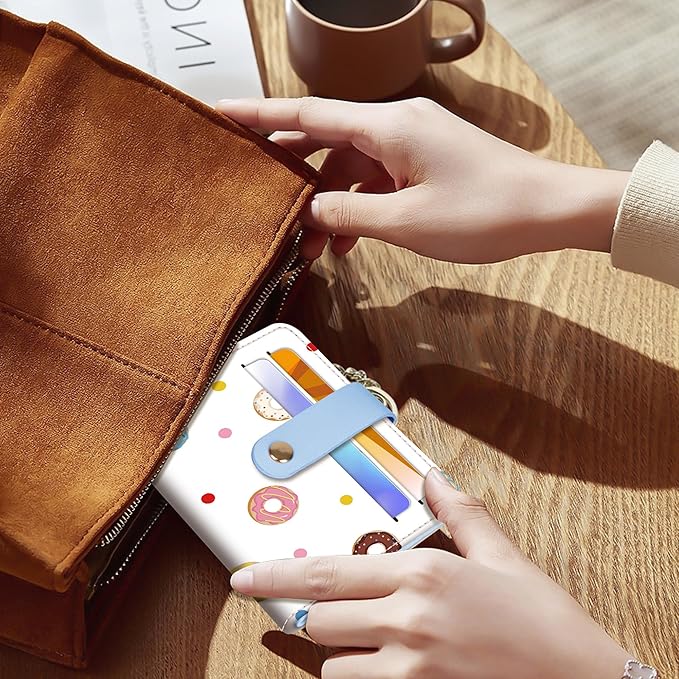 Airkit Small Wallets Woman RFID Blocking Leather Credit Card Holder - with ID Window - Card Wallets for Women - with Zipper Coin Purse - Keychain Wallet