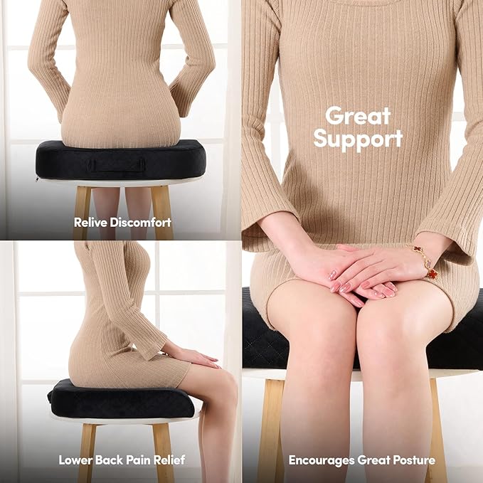 Extra Large Seat Cushion for Office Chair ✅- Ergonomic Pillow for Desk Chair, Wheelchair, Airplane, Stadium, Car Seat, Gamers ✅– Non-Slip Support Pad for Work, Automotive & Mobility, 19" x 17" x 3"