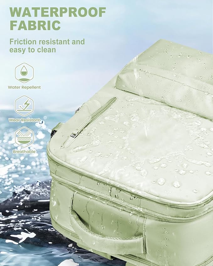 VECAVE Travel Backpack for Women, Airline Flight Approved Carry On Backpacks Waterproof 14 Inch Laptop Backpack with Shoe Compartment Casual Daypack Green.