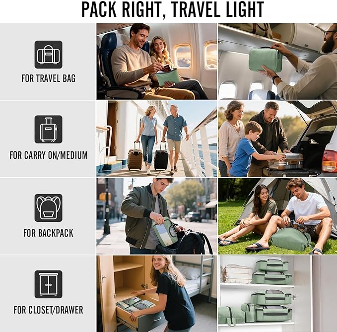 Veken 10 Set Packing Cubes for Travel Essential, Suitcase Organizer Bags in 4 Sizes, Carry-On Luggage Accessories with Large Laundry & Hanging Toiletry Bag, Must-Have for Airplane, Road Trip & Camping