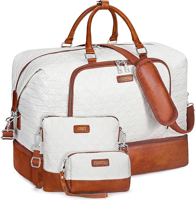 Travel Weekender Bag for Women, 21" Overnight Bag with Shoe Compartment 50L Large Travel Duffel Bag Carry On Tote for Weekend, Overnight, Business Trips, Water Resistant