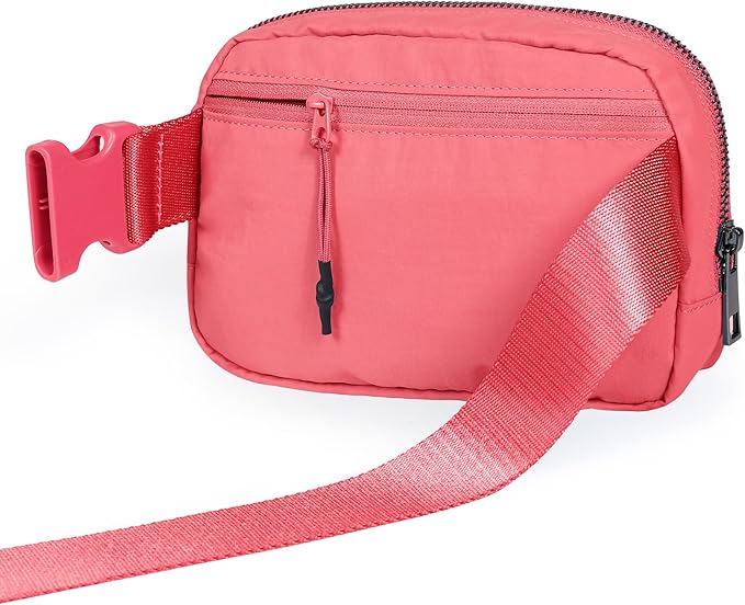 ODODOS Unisex Mini Belt Bag with Adjustable Strap Small Fanny Pack for Workout Running Traveling Hiking, Raspberry