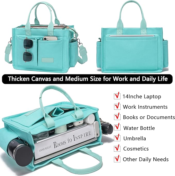 ZHMO Canvas Tote Bag for Women,Women's Bags Crossbody Bags Work Laptop Tote Bag Large Handbags Purse for Travel Nurse Teacher