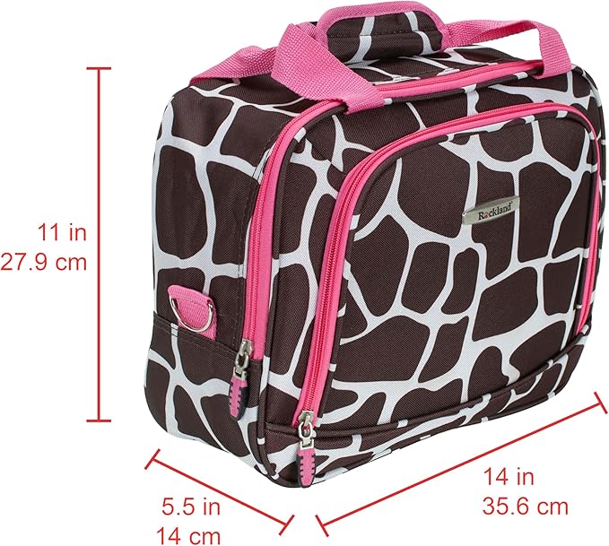 Rockland Fashion Softside Upright Luggage Set,Expandable, Pink Giraffe, 2-Piece (14/19)