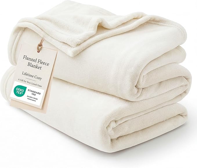 Bedsure Fleece Blankets King Size Cream - Bed Blanket Soft Lightweight Plush Cozy Fuzzy Luxury Microfiber, 108x90 inches