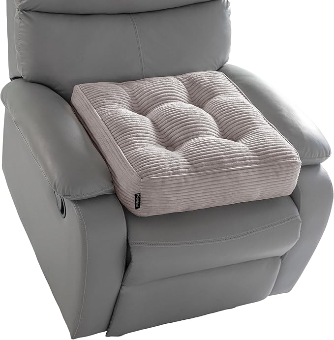 HIGOGOGO Tufted Corduroy Recliner Seat Cushion for Elderly, High Density Foam Large Square Seat Cushion for Recliner Chair, Floor Pillow, Office Chair, Car, No Pressure on Thighs, 20x20x4